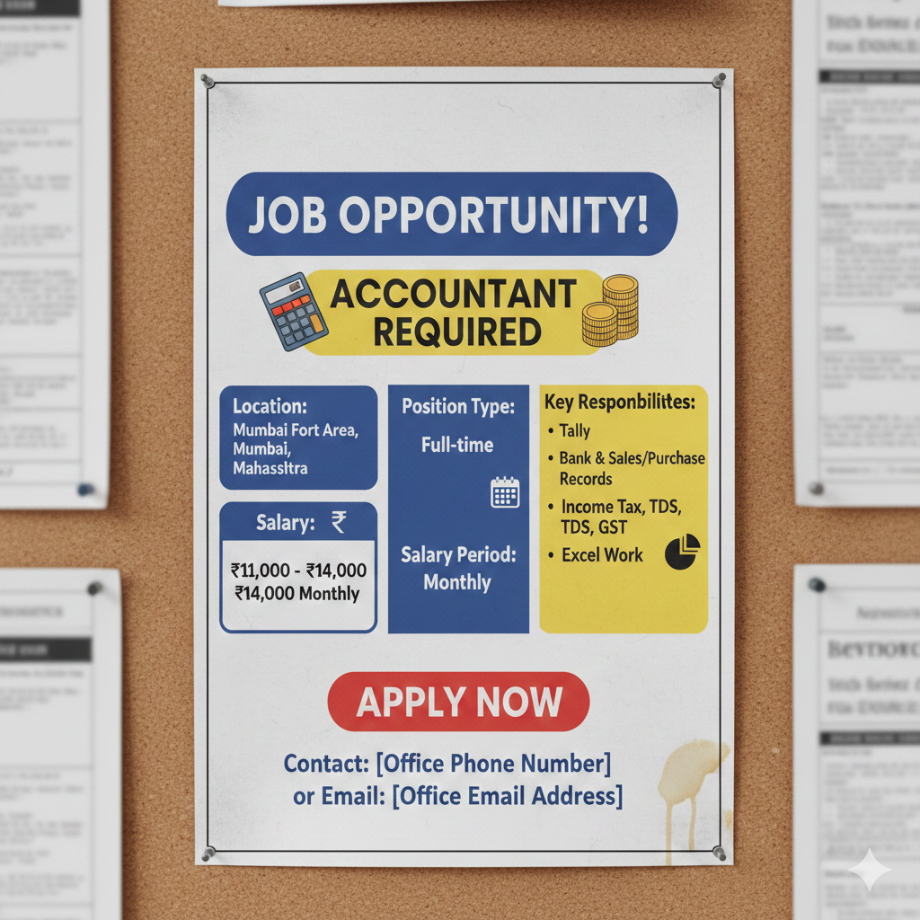 💼 Job Opportunity: Accountant for Tax Consultants Office