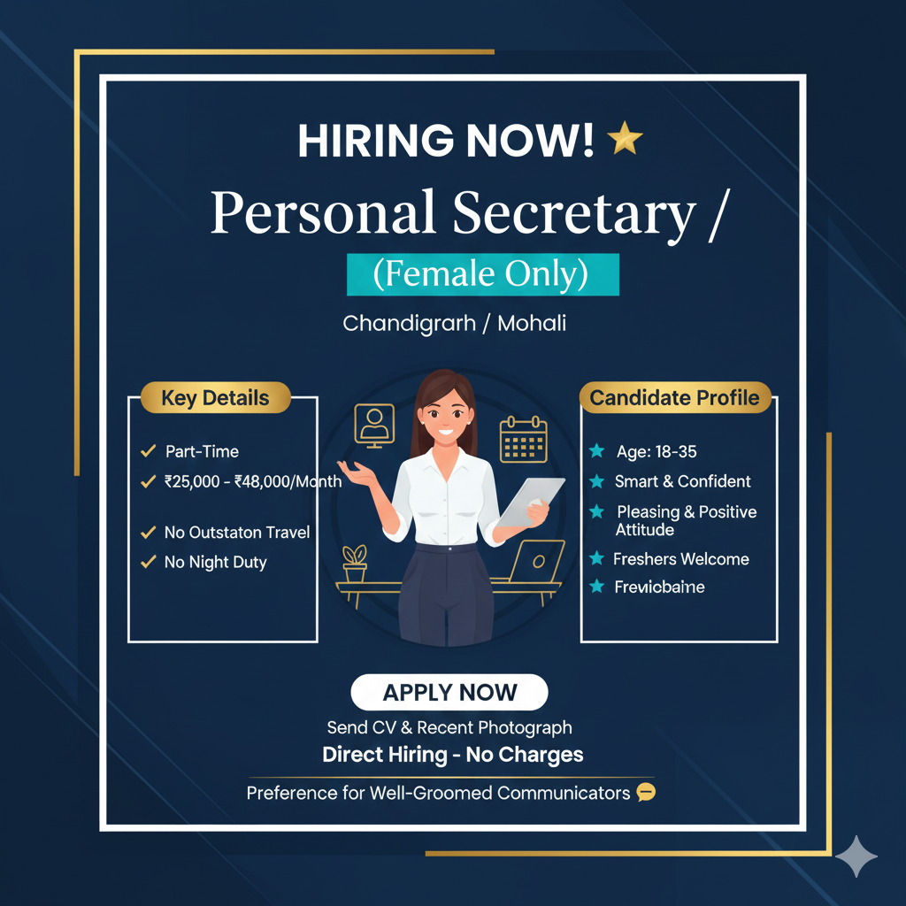 OPPORTUNITY: Personal Secretary / Assistant (Female)