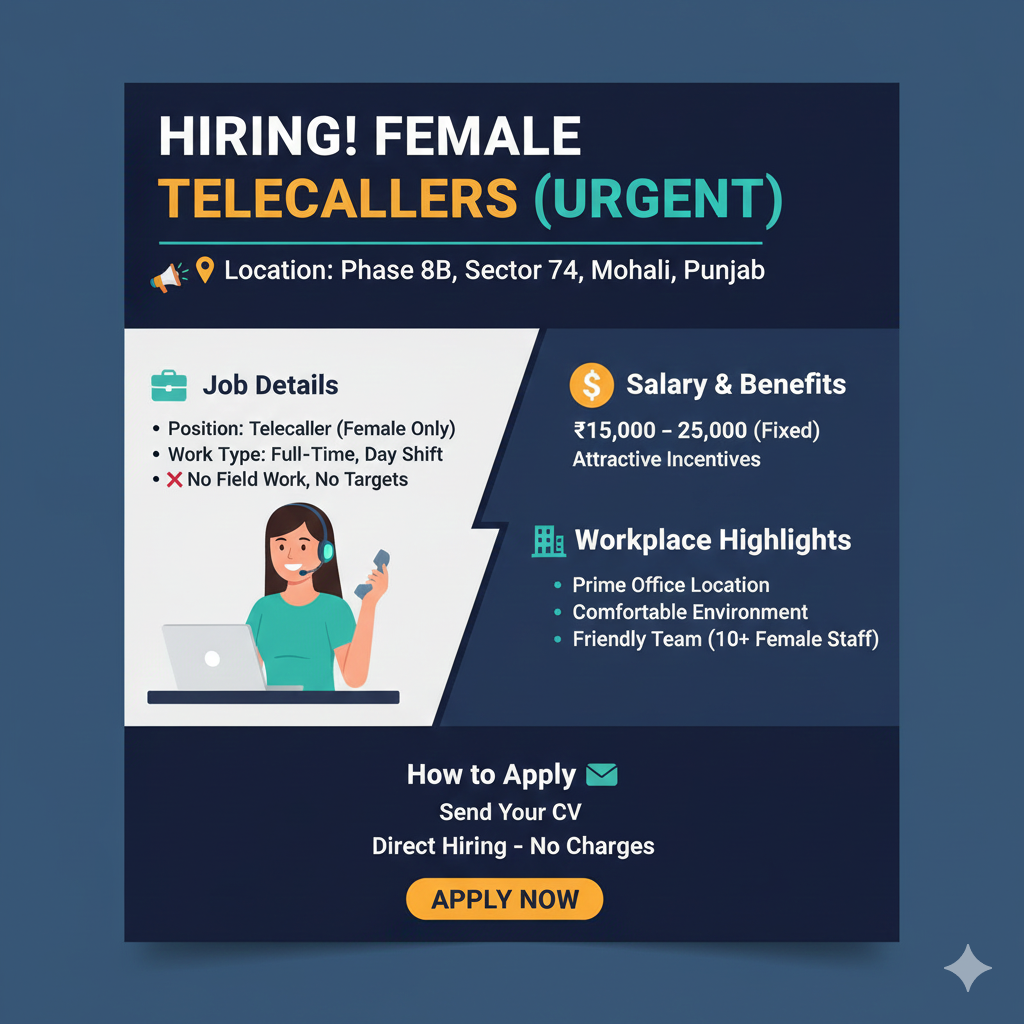 URGENT HIRING: FEMALE TELECALLERS