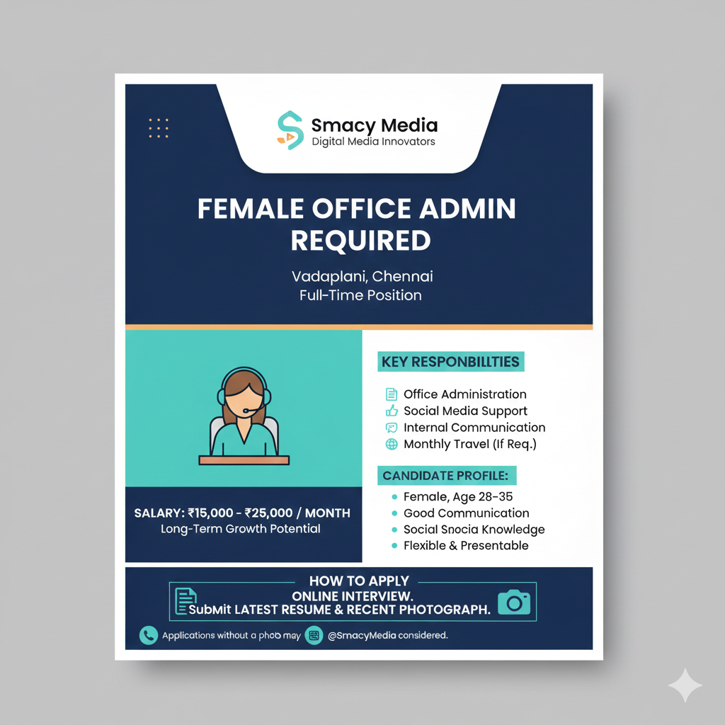 OFFICE ADMIN REQUIRED (FEMALE)
