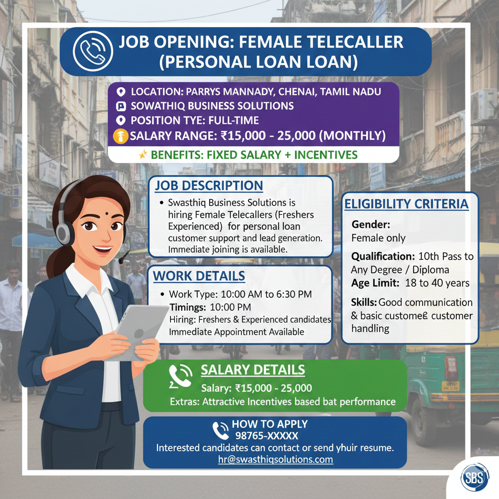 📞 Job Opening: Female Telecaller (Personal Loan)
