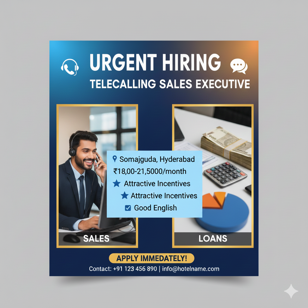 Job Opening: Telecalling Sales Executive (Personal Loans)