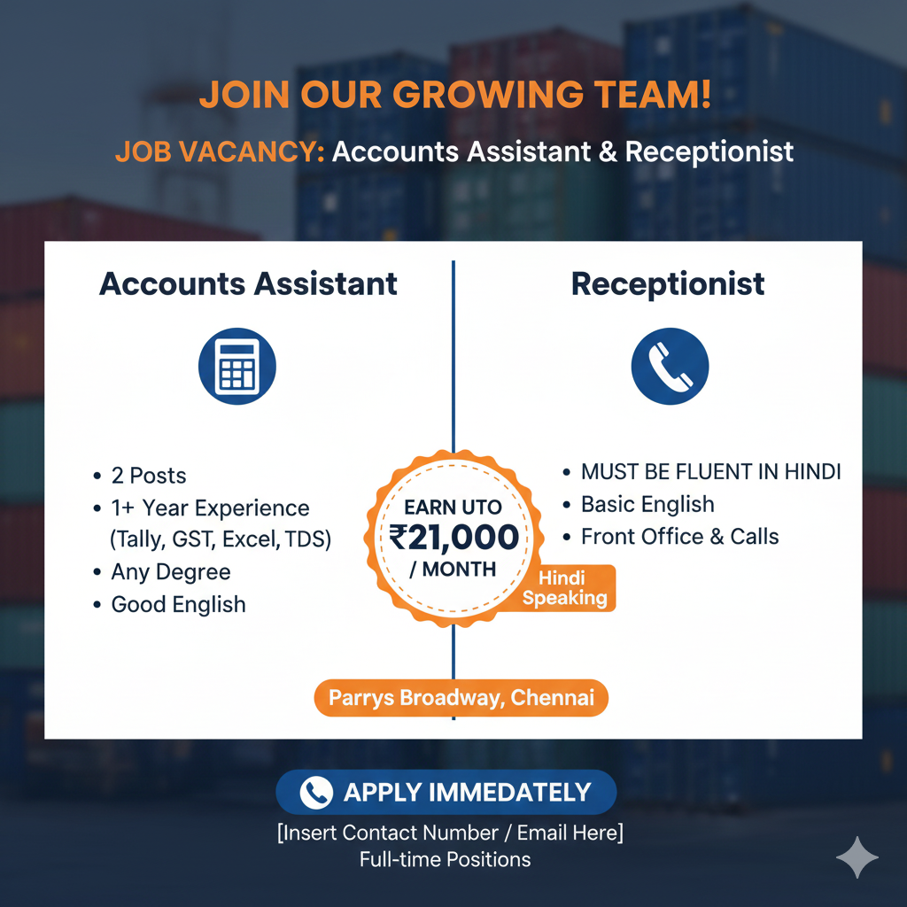 📢 Hiring: Accounts Assistant & Receptionist