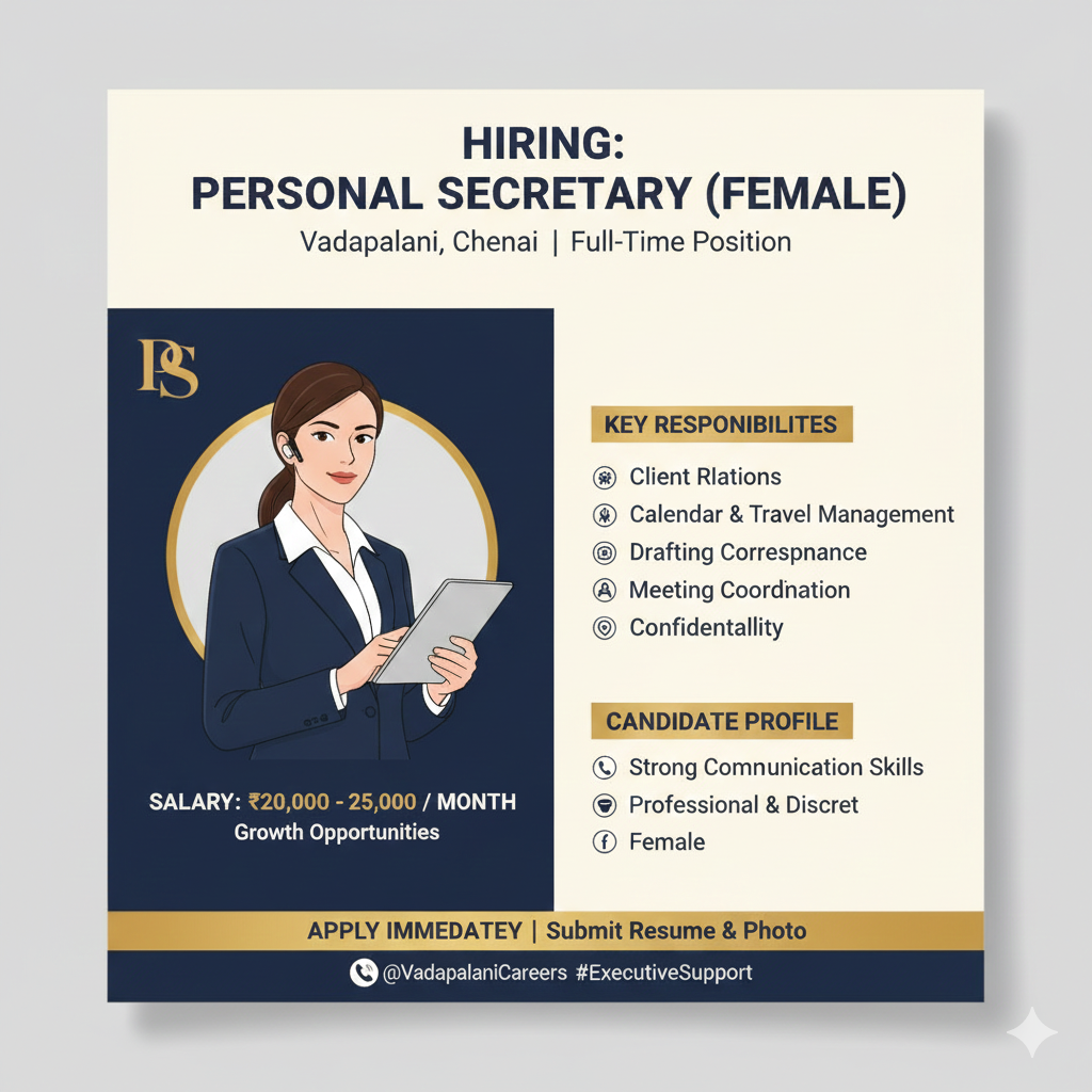 HIRING: PERSONAL SECRETARY (FEMALE)